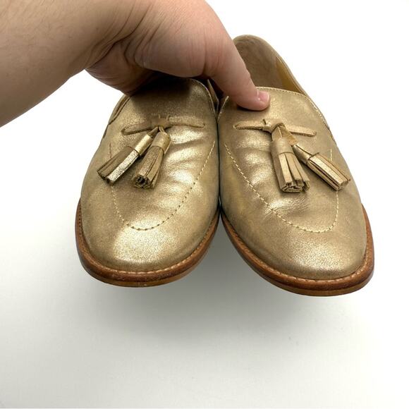 Talbots Leighton Tassel Loafers Gold Metallic Suede 8 - Picture 3 of 15